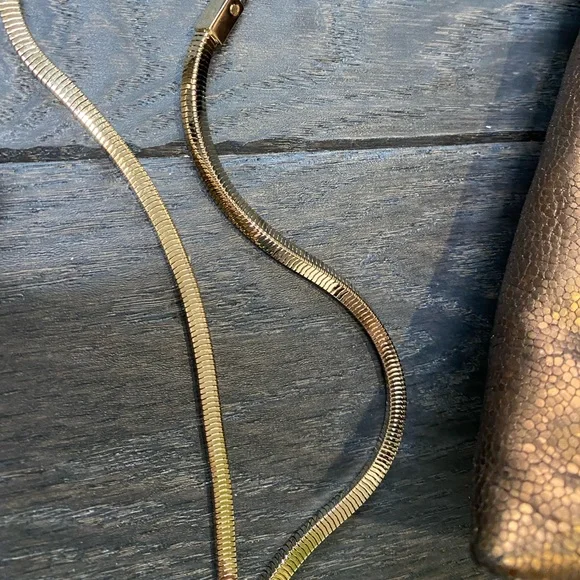 STUNNING LANVIN BRONZE LEATHER OVERSIZED POUCH WRISTLET FLAWLESS - Picture 3 of 5